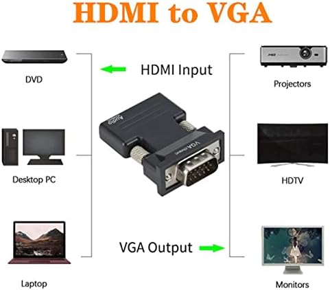 מתאם HDMI ל- VGA עם VGA זכר שמע לממיר HDMI ממיר נשי לטלוויזיה