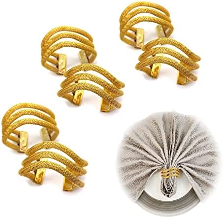 ערכת טבעת מפיות מתכתית חלולה בת 6 חלקים, טבעות מפיות מפיות מפיות, קישוט שולחן, המשמש למסיבות שולחן