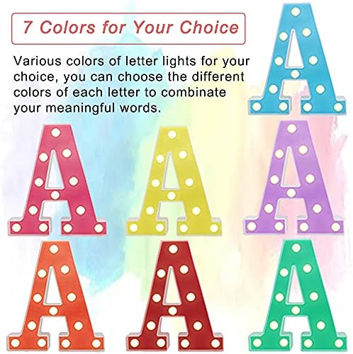 אורות מכתב LED של Pooqla, שלט אלף -בית אור כחול, צבעי לילה צבעוני של Marquee Light עם LED לבן