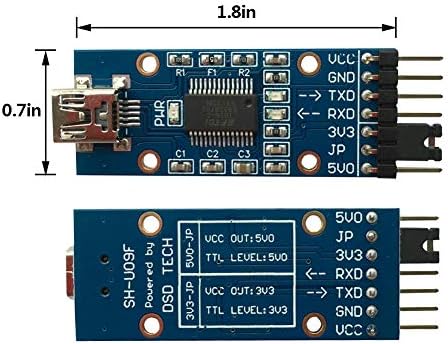DSD Tech SH-U09F USB למתאם TTL תמיכה 3V3 ו- 5V0 TTL הכוללים FTDI FT232RL IC מקורי