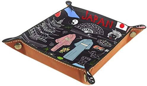 אייסו שרות מגש יפן שרבוטים הדפסת עור תכשיטי מגשי ארגונית תיבת עבור ארנקים, שעונים, מפתחות, מטבעות, טלפונים