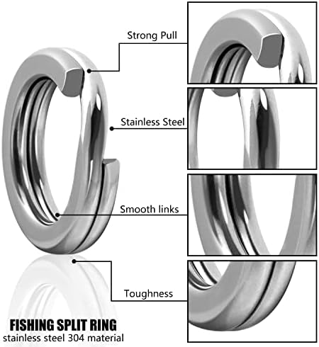 טבעות מפוצלות כפולות חובה כבדה נירוסטה דיג דיג טבעת מפוצלת מחברי דיג מתמודד 2 9 100 יחידות