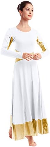 נשים מתכתיות צולבות בלוק בלוק ליטורגי שמלות ריקוד ריקוד נוצרי גלימה נוצרית חצאית בגדי ריקוד בלט