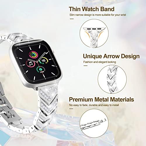 צמיד Reconmo Bling תואם להקות Apple Watch 41 ממ עם מארז שעון, רצועת חץ ייחודית ללהקת Apple Watch Series