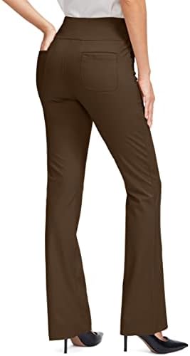 מכנסי שמלת יוגה של רמוס נשים עם 5 כיסים מכנסיים למתיחה במותניים גבוהות לנשים מכנסי רגליים של Bootcut