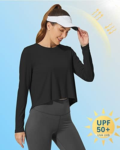 G4Free לנשים UPF 50+ שרוול ארוך חולצות UV חולצות אימון יבול יבול רץ חולצות כושר אתלטית חולצות שמש קלות