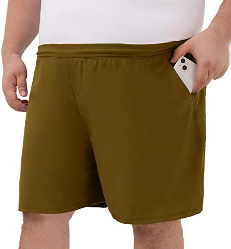 מכנסיים קצרים אתלטים של Rosemmetti Mens 7 אינץ 'בגודל גדול וגבוה משקל קל משקל ספורט מכנסי טניס עם כיסי