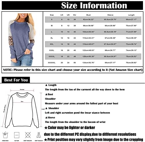 חולצות שרוול ארוכות לנשים, סתיו נשים ואופנה חורפית הדפסת נמר פסים צוואר עגול עליון שרוול ארוך