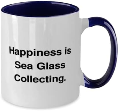מתנות איסוף זכוכית ים מפוארת, אושר הוא איסוף זכוכית ים, ספל 11 oz ייחודי של שני טונים לחברים מחברים,