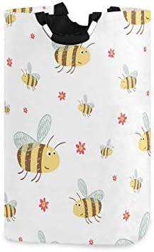 אלזה מצחיק דבורים גדול כביסת תיק מתקפל עם ידיות עמיד למים עמיד בגדים עגול כביסה סל מלוכלך סלי