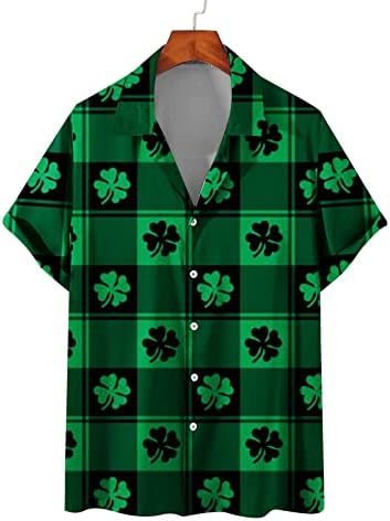 חולצת יום פטריק של סנט פטריק כפתור הוואי חולצות שרוול קצר חולצות מזדמן קיץ ירוק עליון אירי שמרוק