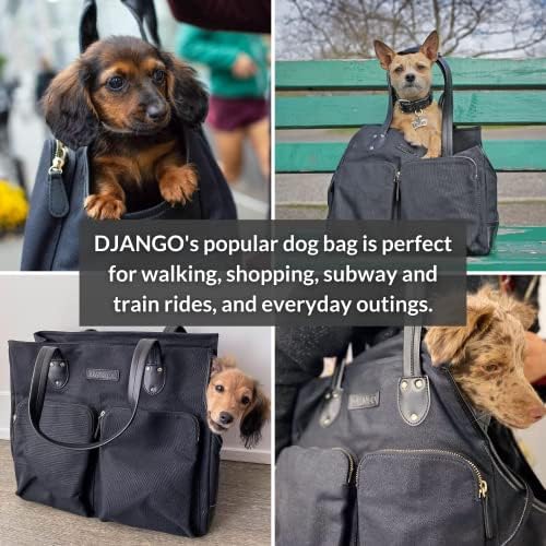 תיק מנשא לכלבים של ג ' נגו - בד שעווה ועור רך צדדי תיק נסיעות לחיות מחמד עם קשירה בטיחותית לתיק
