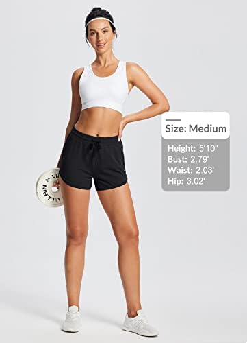מכנסי זיעה של כותנה אתלטית לנשים עם כיסים 3.5 אינץ 'יוגה אימון ריצה שינה מזדמנת קיץ קצר
