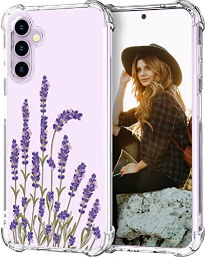 Hungo Samung Galaxy S23+ Plus Case Floral Lavender פרח עיצוב חמוד, מעצבת נערות לנשים נערות נערות פרחוניות