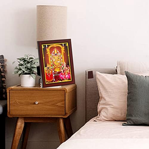 זיג זג לורד סרי טירופטי Venkateshwara Swamy עם Padmavati & Lakshmi Devi מסגרת תמונה קטנה לגודל שולחן קיר