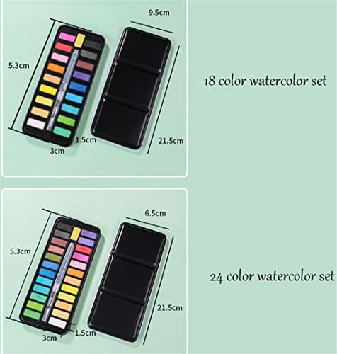 Walnuta 12/18/24 צבעים צבעי צבעי מים מוצקים סט קופסת מתכת ניידת עם אספקת אמנות מקצועית במברשת מים במים.