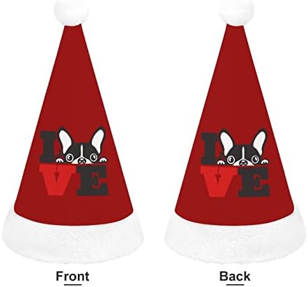 בוסטון טרייר חג המולד כובע רך קטיפה סנטה כובע מצחיק כפה עבור חג המולד לשנה חדשה חגיגי מפלגה