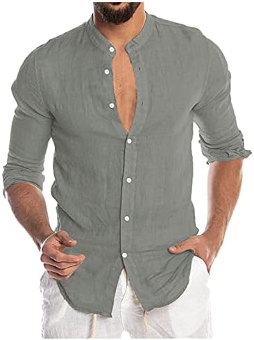 חולצות מזדמנים של פשתן כותנה של דאיג כותנה, 2021 סתיו חולצות שרוול ארוכות כפתור גברים עם חולצות קיץ עם