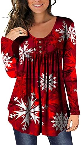 חולצות חג המולד לנשים לחולצת טריקו גרפית עץ חג המולד בתוספת גודל רופף מתאים צמרות טוניקה שרוול