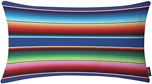 EKOBLA מקסיקני מבטא צבעוני לזרוק כרית מכסה פסים דפוס מסיבה CINCO DE MAYO אתני מקסיקני מקסיקני מלבן מלבני לזרוק