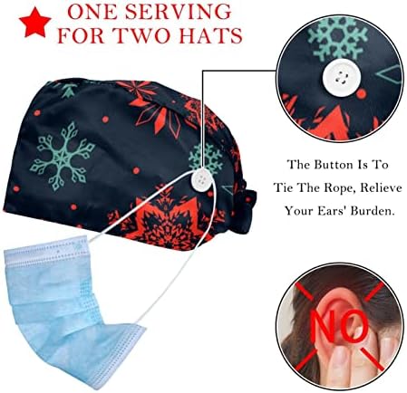6 חבילה עבודה כובע עם כפתורים, מתכוונן עבודה כובעי סרט זיעה לנשים גברים,חמוד חג המולד פאג כלב מזחלת אריזת