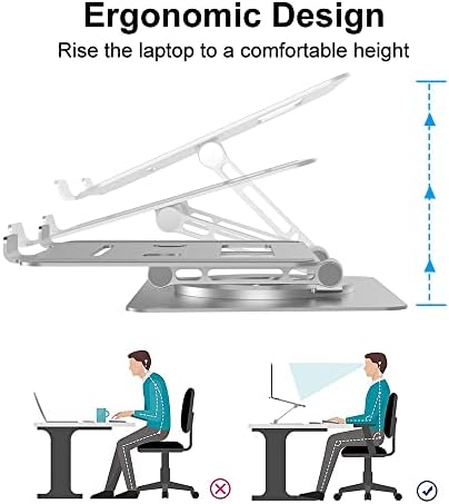 מעמד מחשב נייד מתכוונן של Kipviare לשולחן העבודה: עמדת מחשב 360 מעלות סגסוגת אלומיניום מסתובבת סגסוגת