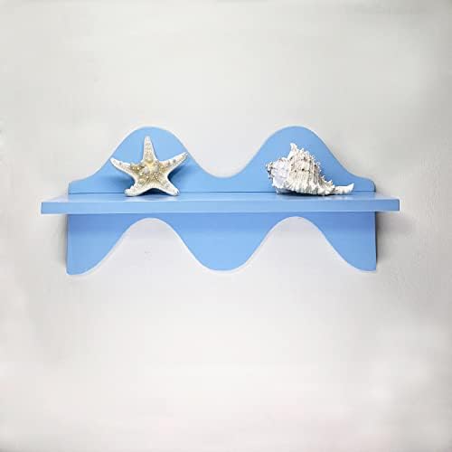 מדפים צפים קטנים לעיצוב קיר חמוד מדף כחול חמוד מדפים דקורטיביים מציגים עץ לחדר שינה חדר אמבטיה סלון אסתטי